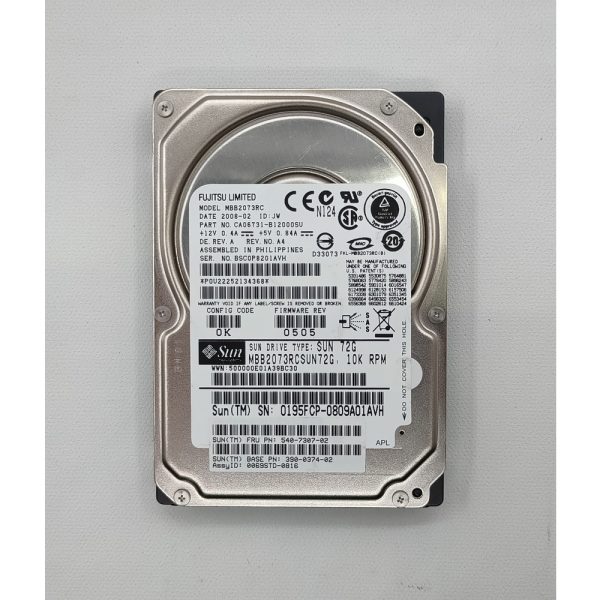 Жесткий диск MBB2073RC, 540-7307-02, 390-0374-02, Fujitsu, Sun 73Gb, SAS, 2,5