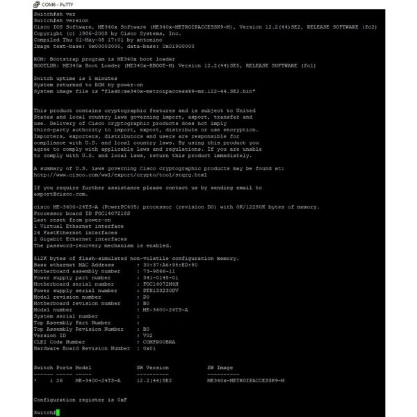 Коммутатор ME-3400-24TS-A, Cisco, 24 pors, SFP