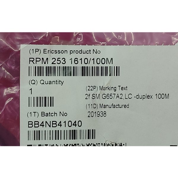 Оптический кабель RPM2531610/100M, 2F SM G657A2, LC-DUPLEX, ERICSSON, водонепроницаемый, 100М
