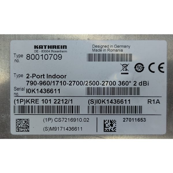 Внутренняя антенна 80010709, Kathrein. всенаправленная, мультидиапазонная, 790-960 MHz, 1710-2700 MHz