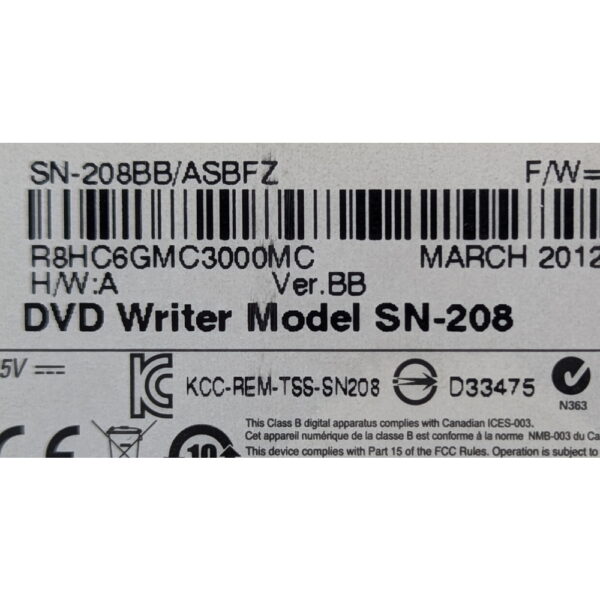 Привод DVD-RW SN-208FB, Samsung, Sata