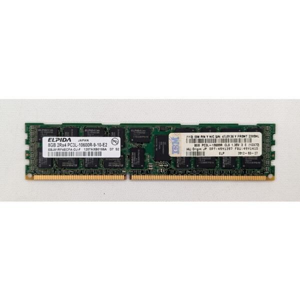Модуль памяти 49Y1415, EBJ81RF4ECFA-DJ-F, 47J0136, 49Y1397, 47J0136, Elpida, IBM, DDR3, 8Gb, 10600R