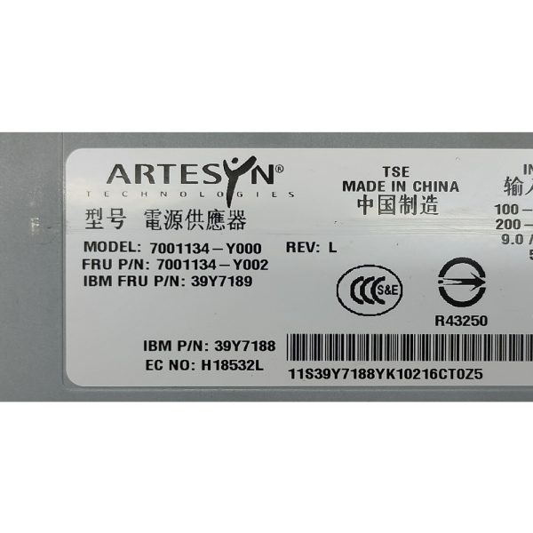 Блок питания 7001134-Y000, 7001134-Y002, 39Y7188, 39Y7189, Artesyn, IBM X3550, 670W