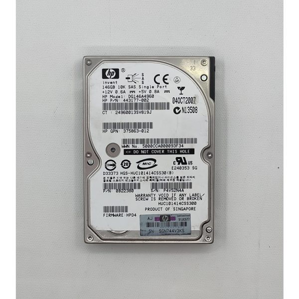 Жесткий диск 443177-002, 0B22380, HUC101414CSS30, DG146A4960, HP, 146 Гб, SAS, 2.5