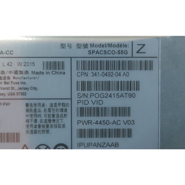 Блок питания SPACSCO-55G, PWR-4450-AC V03, 341-0492-04, Cisco ISR 4450, ISR 4350, 450W