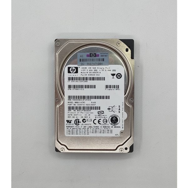 Жесткий диск 375863-012, 438628-002, mbb2147rc, HP, 146 Гб, SAS, 2.5