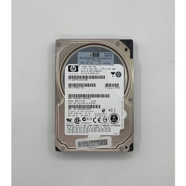 Жесткий диск 518006-001, 375863-010, mbd2147rc, HP, 146 Гб, SAS, 2.5