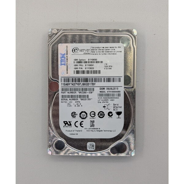 Жесткий диск ST91000640SS, 81Y9690, 81Y9691, 81Y3820, IBM, Seagate, 1 Тб, SAS, 2.5