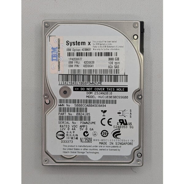 Жесткий диск 42D0637, 42D0638, 42D0641, HUC103030CSS600, Hitachi, IBM, 300 Гб, SAS, 2.5