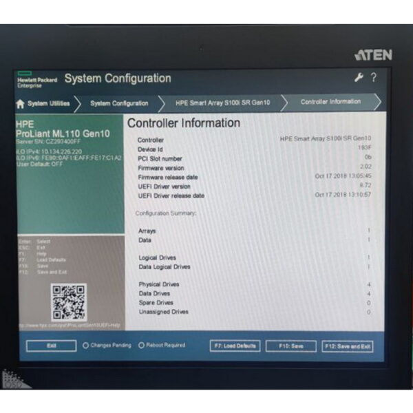Сервер P10812-421, HP ProLiant ML110 Gen10: материнская плата (P11532-001) - 1 шт., процессор Intel Xeon Silver 4208 (SRFBM) - 1 шт., модуль памяти 16 Гб DDR4 (HMA82GR7AFR4N-VK, 872837-091, 872970-001) - 2 шт., жесткий диск 1 Тб (ST1000NM0008, 861695-002, 871332-001, MB001000GWFGF) - 4 шт., радиатор (879866-001, 878922-001) - 1 шт., вентилятор (870311-002, 878928-001) - 1 шт., блок питания 550W (867935-601, 878923-001, FSG019) - 1 шт., Raid HP Smart Array S100i - 1 шт.