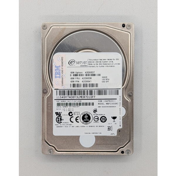 Жесткий диск 42D0638, MBF2300RC, 42d0637, 42d0641, IBM, Toshiba, 300 Гб, SAS, 2.5