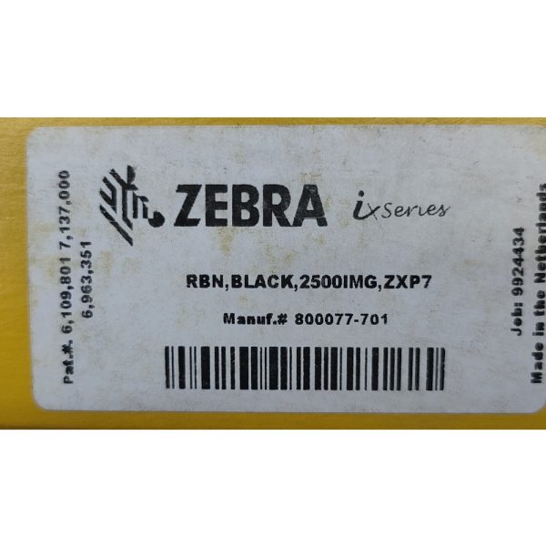 Картридж Zebra RBN, BLACK, 2500IMG, ZXP7 800077-701