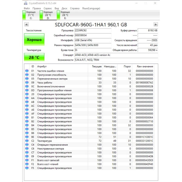 SSD диск SDLFOCAR-960G-1HA1, SanDisk SXBLFA, 960 Гб, SATA, 2.5