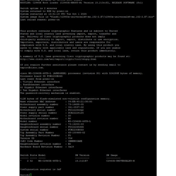 Коммутатор WS-C2960X-48TD-L, Cisco