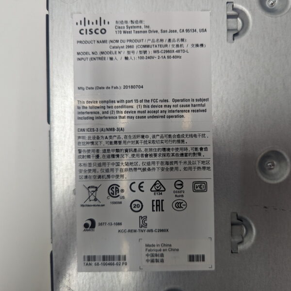 Коммутатор WS-C2960X-48TD-L, Cisco