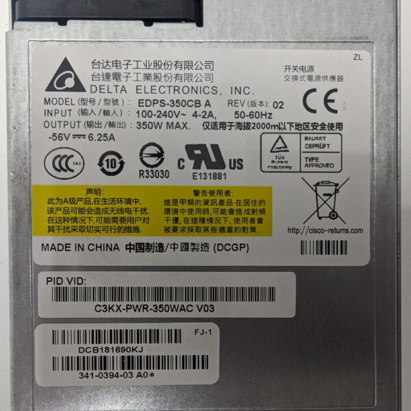 Блок Питания EDPS-350CB A, 341-0394-03, Cisco, 350Wt, Catalyst 3750-X, 3750X, 3560-X, 3560X