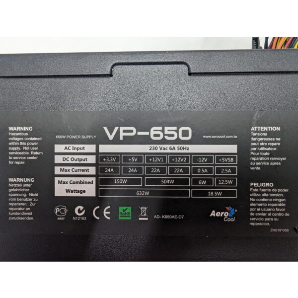 Блок Питания VP-650, AeroCool, 650W