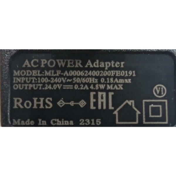 Адаптер питания MLF-A00062400200FE0191, MikroTik, 24V, 1A, 5.5-2.5мм
