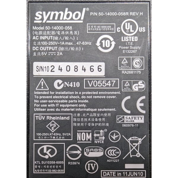 Адаптер питания 50-14000-058r, Symbol, Motorola LS7708, LS7808, 5V, 2A
