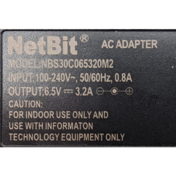 Адаптер питания nbs30c065320m2, NetBit, 6.5V, 3.2A