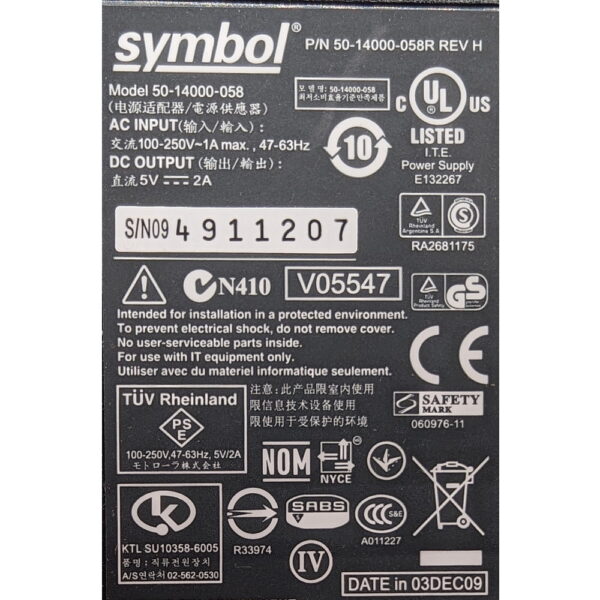 Адаптер питания 50-14000-058r, Symbol, Motorola LS7708, LS7808, 5V, 2A