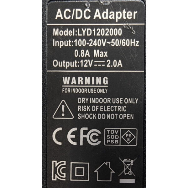 Адаптер питания lyd1202000, Zasilacz, 12V, 2A, 24W, 5,5X2,5