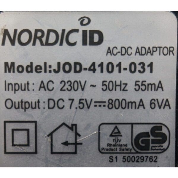 Адаптер питания j0d-4101-031, Nordic ID, 7.5 V, 800 mA, 6 VA