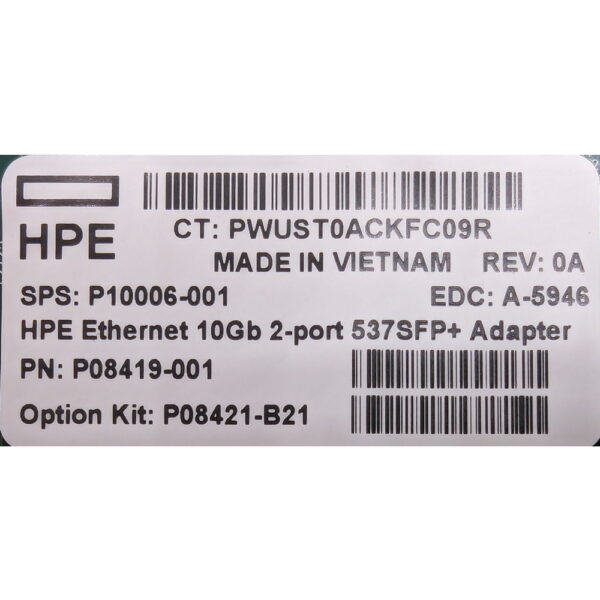 Контроллер Fibre Channel P08419-001, P08421-B21, HP Proliant Dl380 Gen10, 2 x 10 Гбит/сек, PCIe