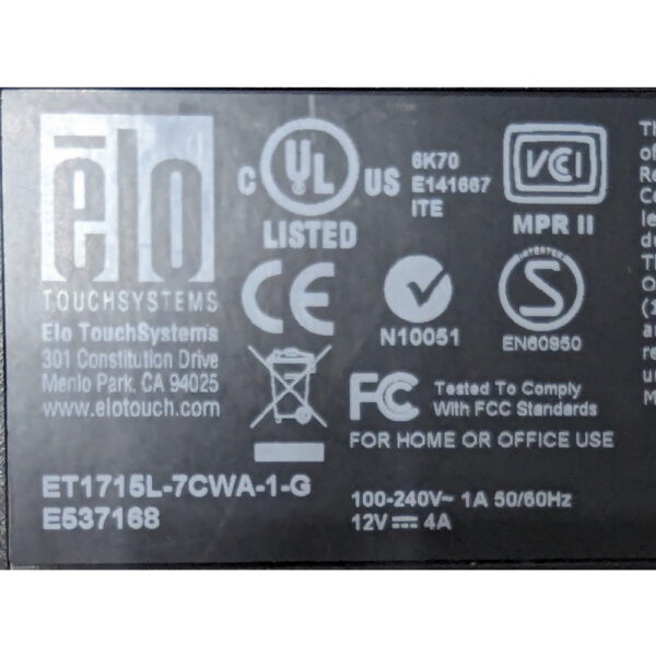 Монитор E537168, Elo, 17", 1280 x 1024, имеются следы эксплуатации, без блоком питания