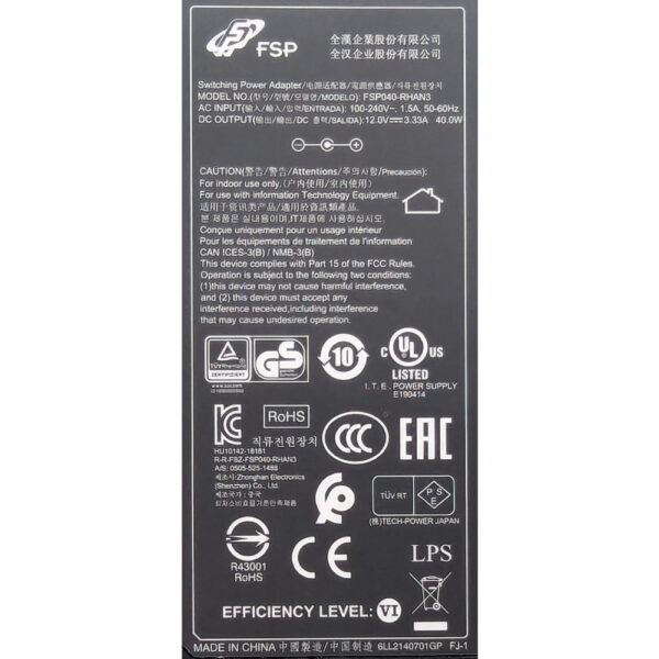 Адаптер питания 0505-525-1488, 9NA0406707, ESP040-RHAN3, ESP, 12VDC, 3.33A