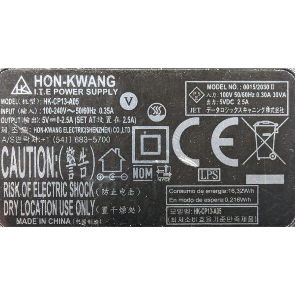 Адаптер питания HK-CP13-A05, 0015/2030 II, Hon-Kwang, 5V, 0,5A