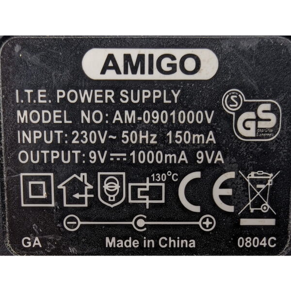 Адаптер питания am-0901000v, Amigo, 9V, 1000mA