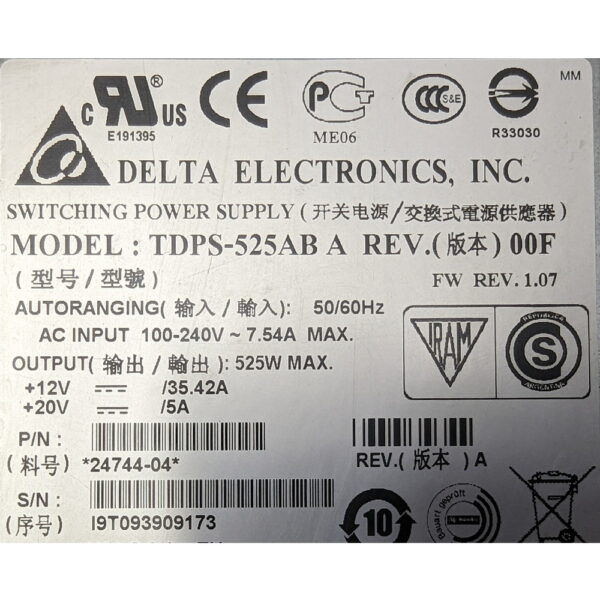 Блок питания 46C8863, 46C8871, TDPS-525AB A, IBM DS5100, DS5300, 528W
