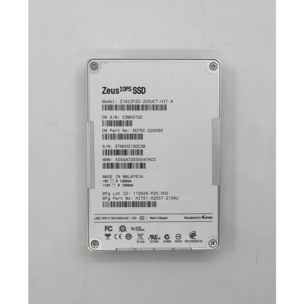 SSD диск sdt5c-s200ss, z16izf2d-200uct-hit-a, 110329-p20-002, hit51-0237-213au, 200 Гб, SAS, 2.5