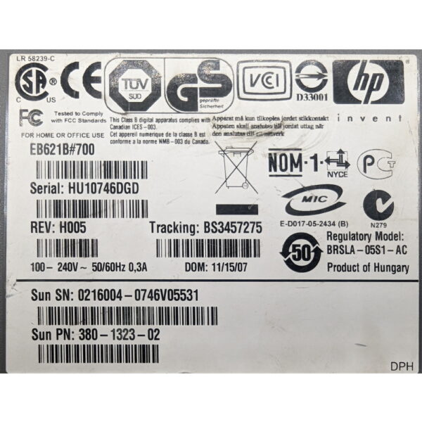 Ленточный привод 380-1323-02, BRSLA-05S-AC, HP, SUN, DDS-5 External Tabletop SCSI Tape Drive Module, LTO3
