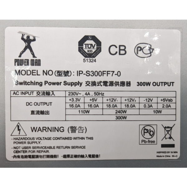 Блок питания IP-S300FF7-0, Powerman, 300W, TFX