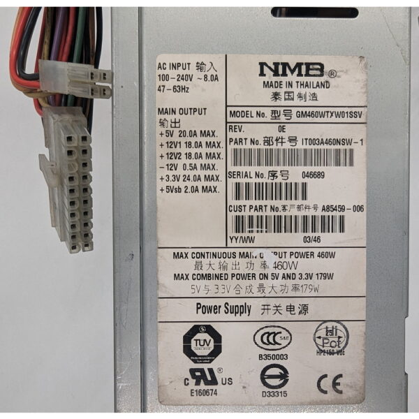 Блок питания A85459-006, GM460WTXW01SSV, T003A460NSW-1, Intel, NMB, 460W