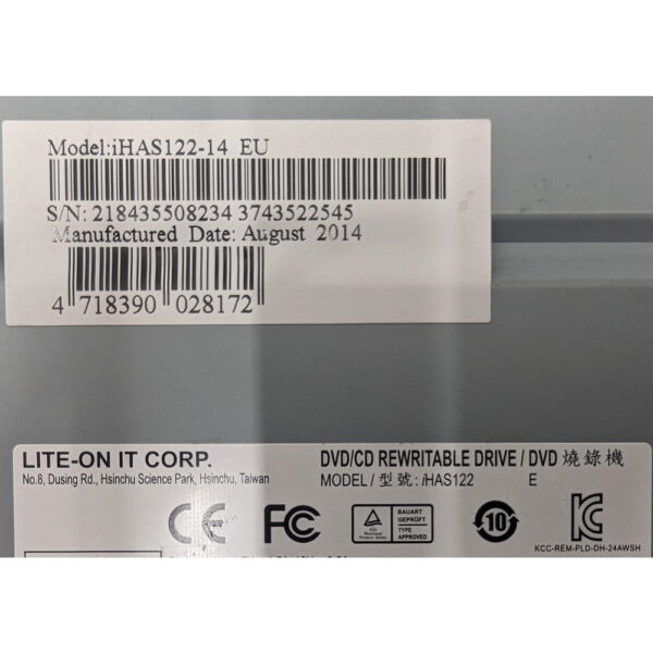 Привод DVD-RW iHAS122-14 EU, LiteOn, SATA