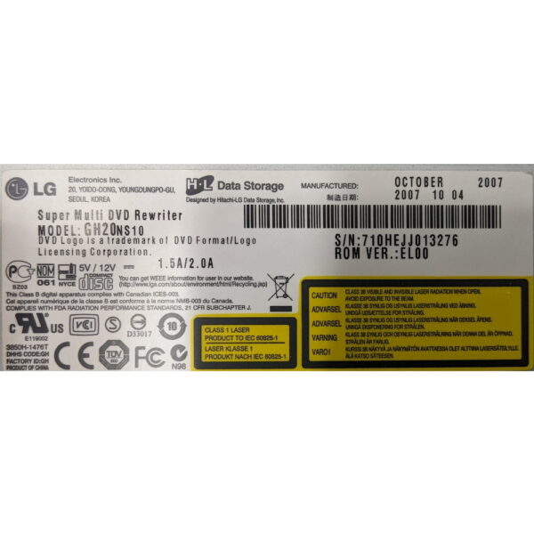 Привод DVD-RW GH20NS10, LG, SATA