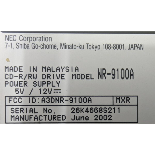 Привод CD-RW NR-9100A, NEC, IDE