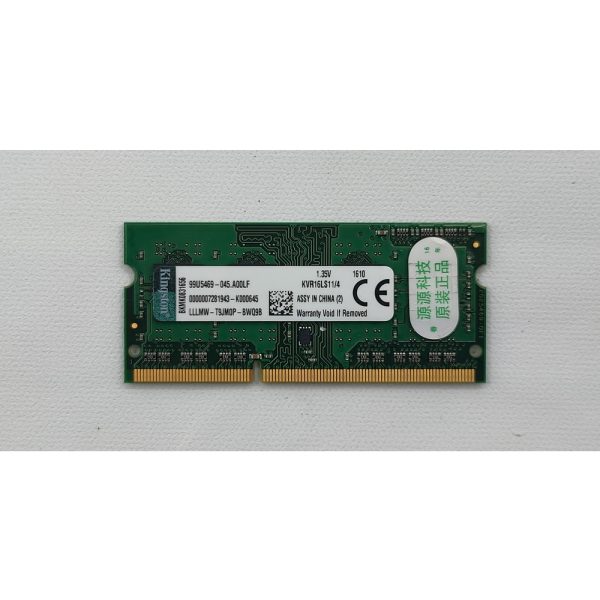 Модуль памяти KVR16LS11/4, Kingston, DDR3L, 4Gb, PC3-12800, NON ECC, SO-DIMM