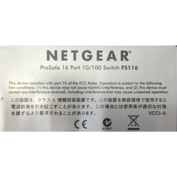 Коммутатор Netgear ProSafe 16 Port, FS116, с БП