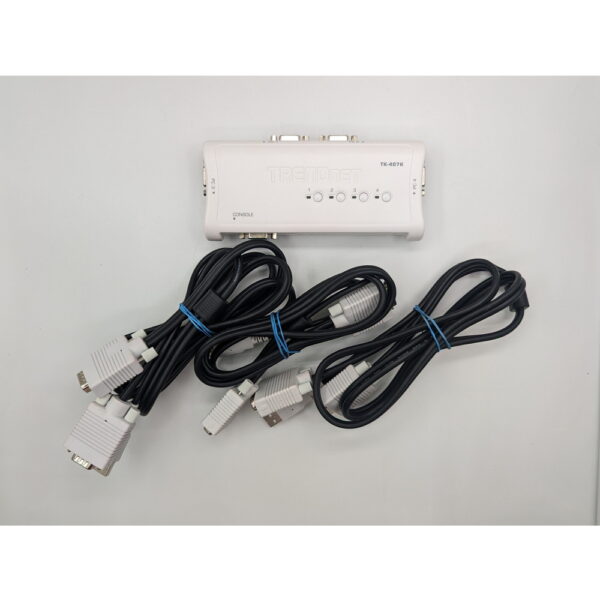 KVM переключатель TK-407K, TRENDnet, 3 Кабеля VGA - VGA + USB