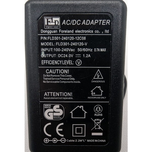 Адаптер питания LD301-240120-12С08, FLD301-240120-V, MikroTik, 24V, 1A, 5.5-2.5мм