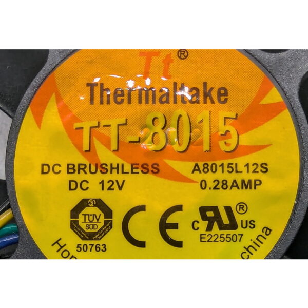 Вентилятор TT8015, A8015L12S, Thermaltake, 80x80x15mm, 12V, 0.28A, 4 pin