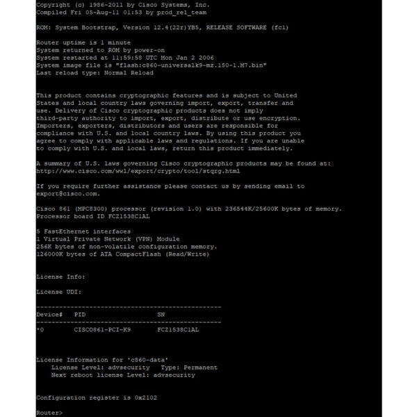 Коммутатор Cisco C861-K9, без блока питания