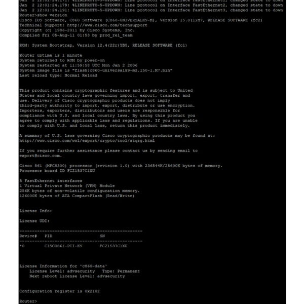Коммутатор Cisco C861-K9, без блока питания