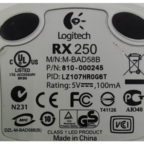 Мышь 810-000245, Logitech RX250, USB
