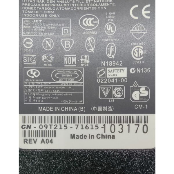 Адаптер питания 09T215, PA-1900-02D, Dell, 19.5v, 4.62a, 90w, с кабелем