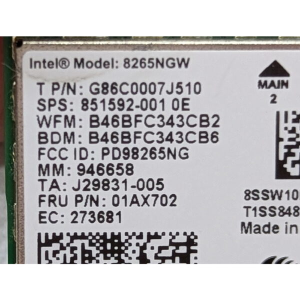 Wi-Fi модуль 01AX702, 851592-001, 8265NGW, Intel, Lenovo ThinkPad T570, T470s, P51, P71, X270, X280 X1, Carbon 6th, T480, T480s, L480, L580